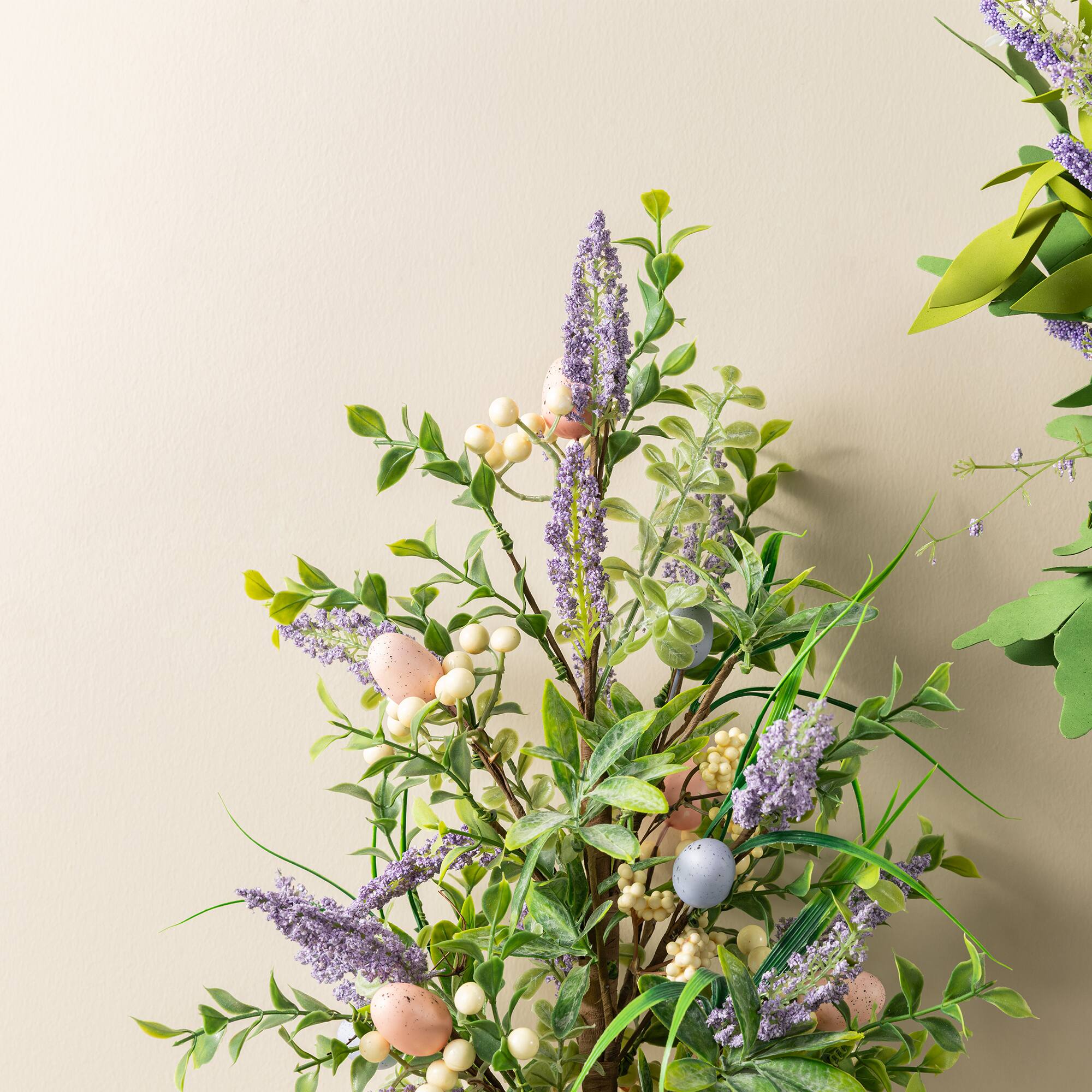 Glitzhome® 21" Easter Egg & Lavender Table Tree Decor